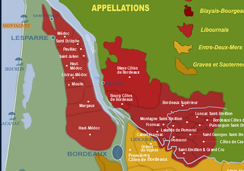 Carte Vignoble de Bordeaux